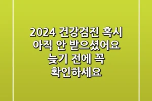 2024 건강검진, 혹시 아직 안 받으셨어요? 늦기 전에 꼭 확인하세요!