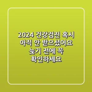 2024 건강검진, 혹시 아직 안 받으셨어요? 늦기 전에 꼭 확인하세요!