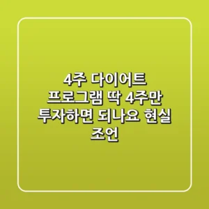 4주 다이어트 프로그램, 딱 4주만 투자하면 되나요? 현실 조언
