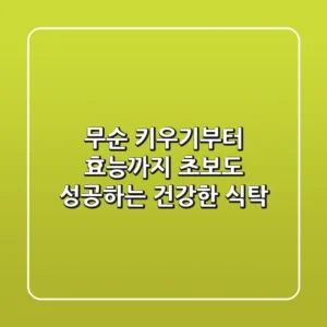 무순 키우기부터 효능까지: 초보도 성공하는 건강한 식탁