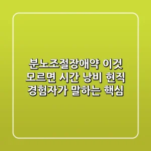 분노조절장애약, 이것 모르면 시간 낭비! 현직 경험자가 말하는 핵심