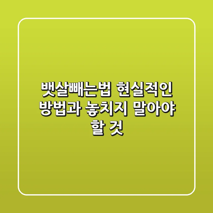 뱃살빼는법, 현실적인 방법과 놓치지 말아야 할 것