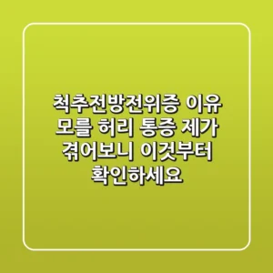 척추전방전위증, 이유 모를 허리 통증? 제가 겪어보니 이것부터 확인하세요!