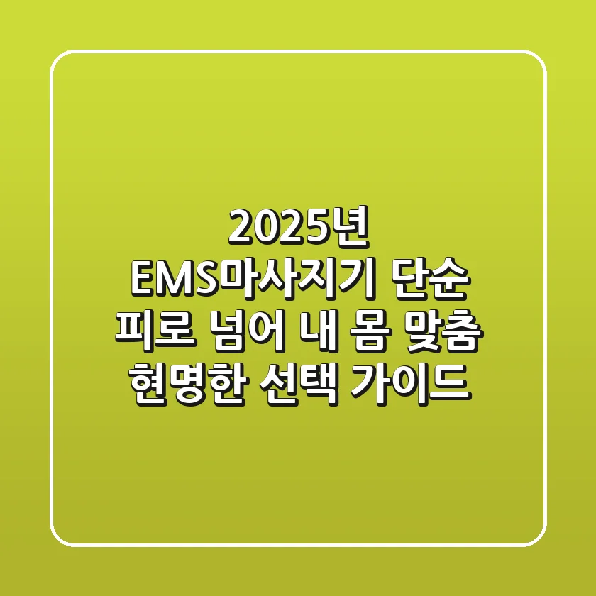 2025년 EMS마사지기: 단순 피로 넘어 ‘내 몸 맞춤’ 현명한 선택 가이드
