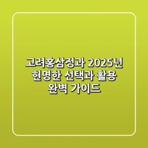 고려홍삼정과, 2025년 현명한 선택과 활용 완벽 가이드