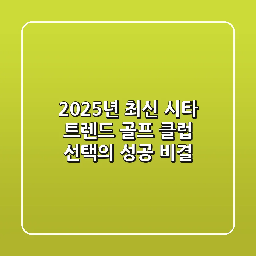 2025년 최신 시타 트렌드, 골프 클럽 선택의 성공 비결