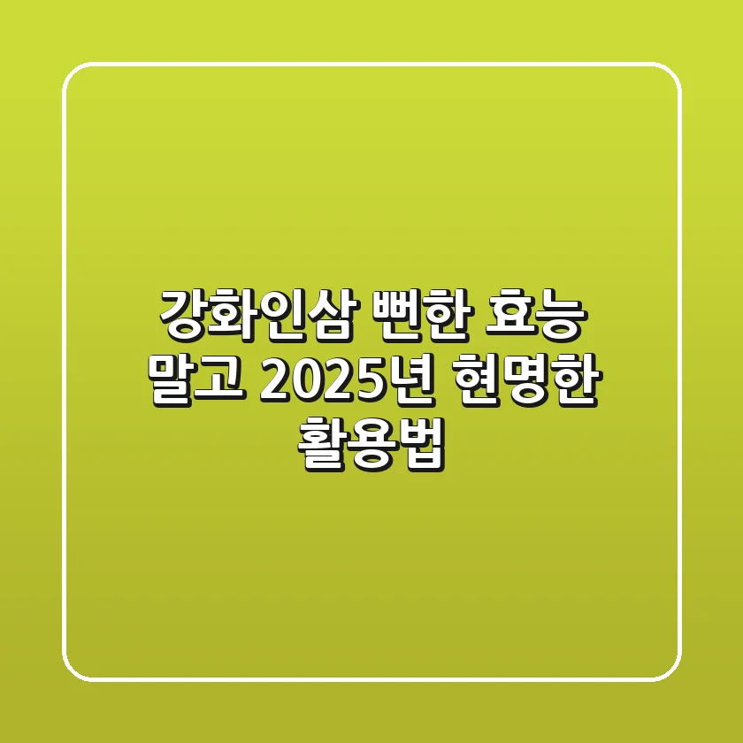 강화인삼, 뻔한 효능 말고 2025년 현명한 활용법