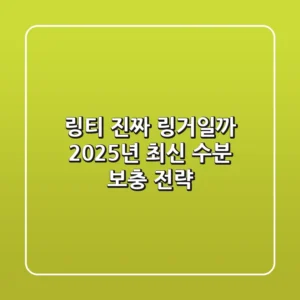 링티, 진짜 링거일까? 2025년 최신 수분 보충 전략
