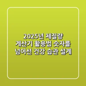 2025년 체질량 계산기 활용법: 숫자를 넘어선 건강 습관 설계