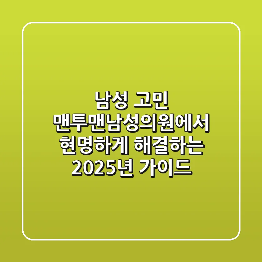 남성 고민? 맨투맨남성의원에서 현명하게 해결하는 2025년 가이드