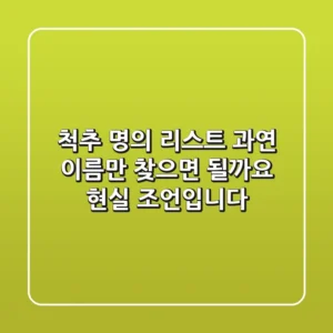 척추 명의 리스트, 과연 '이름'만 찾으면 될까요? 현실 조언입니다