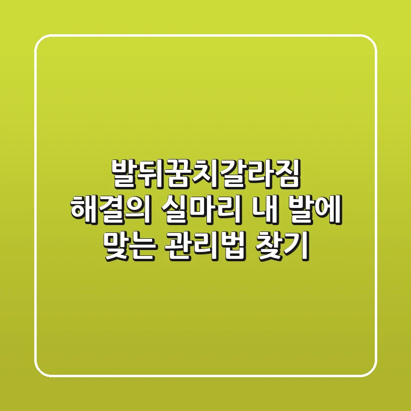 발뒤꿈치갈라짐, 해결의 실마리: 내 발에 맞는 관리법 찾기