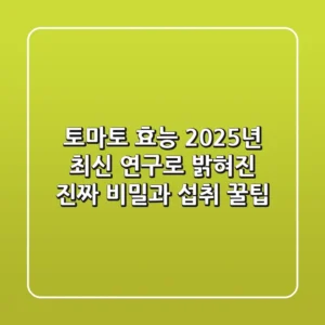 토마토 효능, 2025년 최신 연구로 밝혀진 진짜 비밀과 섭취 꿀팁