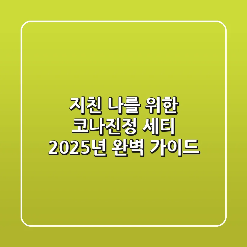 지친 나를 위한 코나진정 세티: 2025년 완벽 가이드