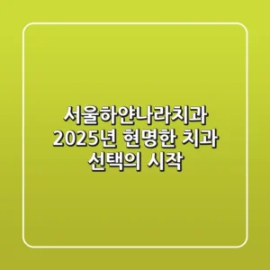 서울하얀나라치과, 2025년 현명한 치과 선택의 시작