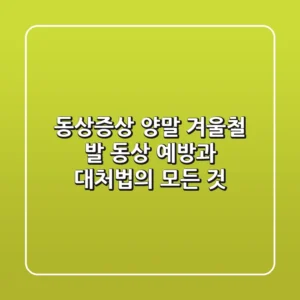 동상증상 양말: 겨울철 발 동상 예방과 대처법의 모든 것