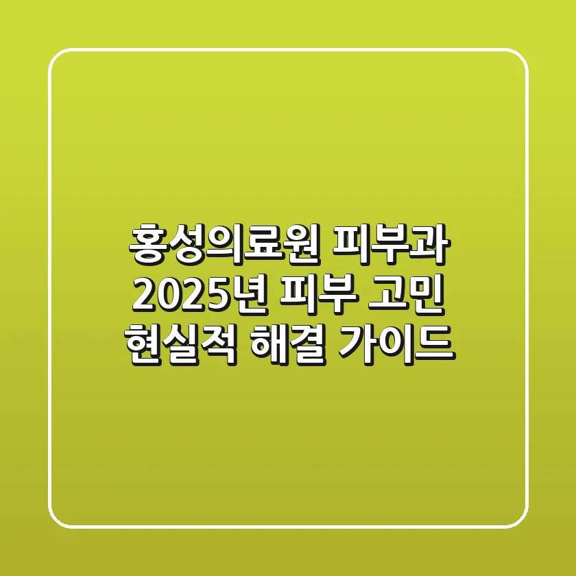 홍성의료원 피부과, 2025년 피부 고민 현실적 해결 가이드