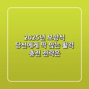 2025년 보양식, 당신에게 딱 맞는 활력 충전 전략은?