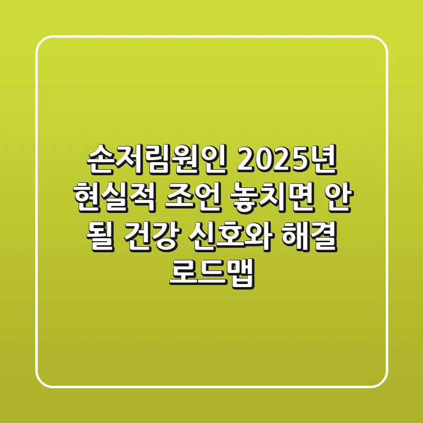 손저림원인, 2025년 현실적 조언: 놓치면 안 될 건강 신호와 해결 로드맵