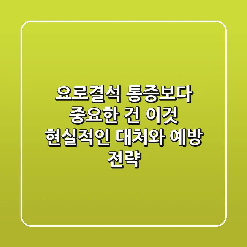 요로결석, 통증보다 중요한 건 이것! 현실적인 대처와 예방 전략