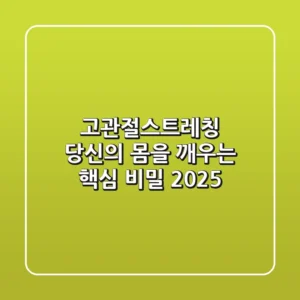 고관절스트레칭, 당신의 몸을 깨우는 핵심 비밀 (2025)
