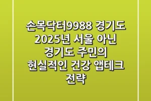 손목닥터9988 경기도? 2025년, 서울 아닌 경기도 주민의 현실적인 건강 앱테크 전략!