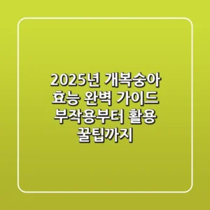2025년 개복숭아 효능 완벽 가이드: 부작용부터 활용 꿀팁까지