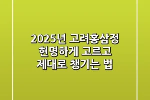 2025년 고려홍삼정, 현명하게 고르고 제대로 챙기는 법