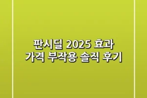 판시딜 2025: 효과, 가격, 부작용 솔직 후기