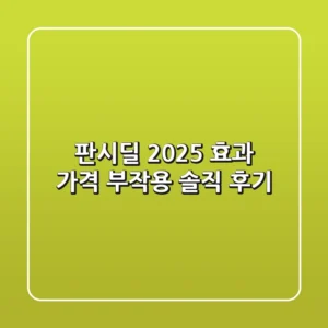 판시딜 2025: 효과, 가격, 부작용 솔직 후기