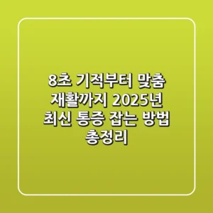 "8초 기적부터 맞춤 재활까지", 2025년 최신 통증 잡는 방법 총정리