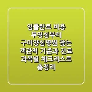 "임플란트 비용 투명성부터", 구미양심병원 찾는 객관적 기준과 진료 과목별 체크리스트 총정리