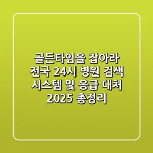 "골든타임을 잡아라", 전국 24시 병원 검색 시스템 및 응급 대처 2025 총정리