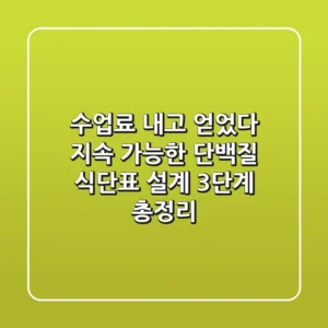 "수업료 내고 얻었다", 지속 가능한 단백질 식단표 설계 3단계 총정리