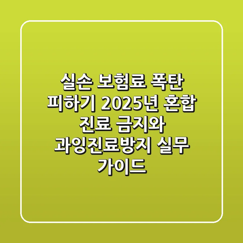 "실손 보험료 폭탄 피하기", 2025년 혼합 진료 금지와 과잉진료방지 실무 가이드
