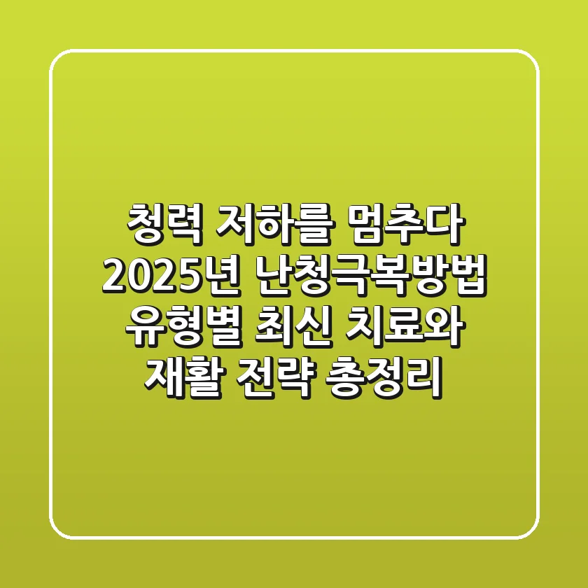"청력 저하를 멈추다", 2025년 난청극복방법: 유형별 최신 치료와 재활 전략 총정리