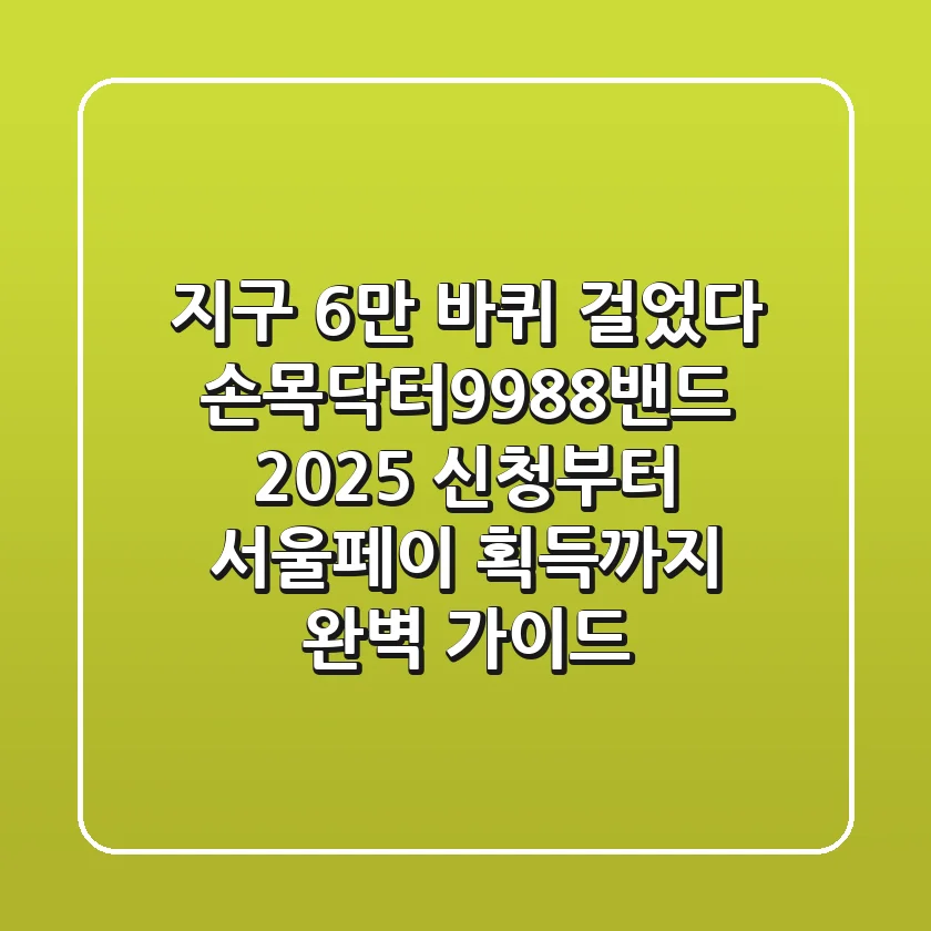 "지구 6만 바퀴 걸었다"? 손목닥터9988밴드 2025, 신청부터 서울페이 획득까지 완벽 가이드
