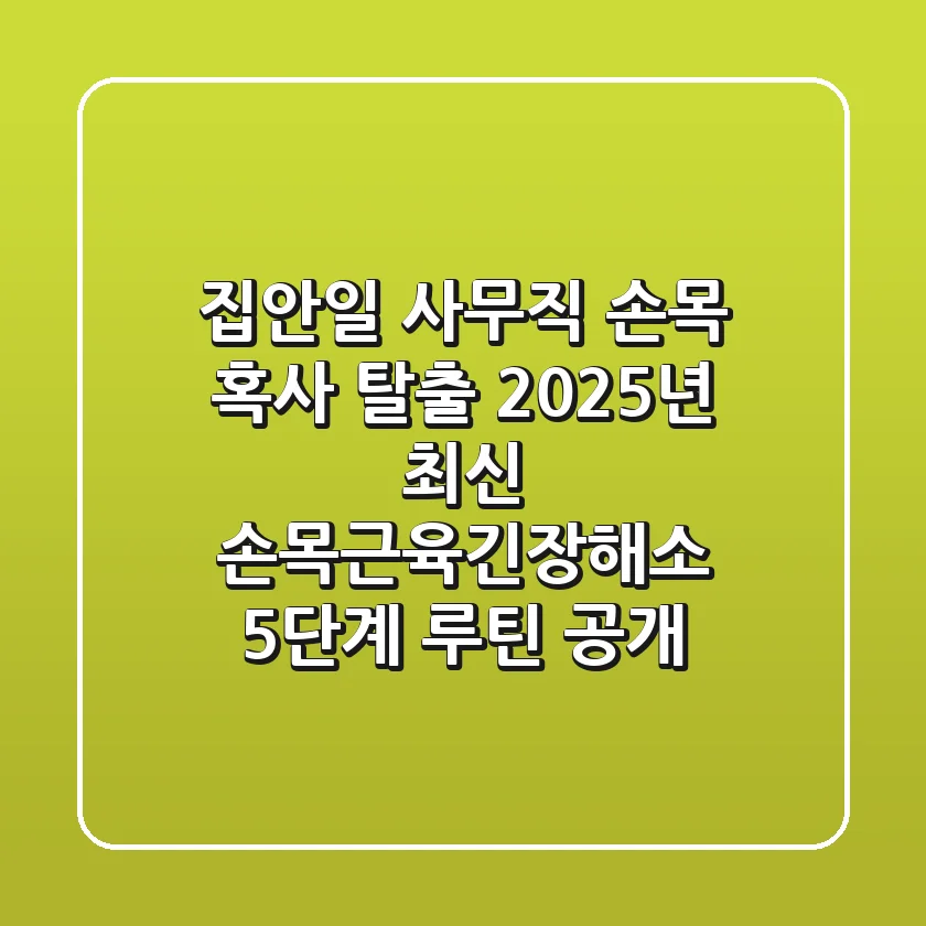 "집안일, 사무직 손목 혹사 탈출", 2025년 최신 손목근육긴장해소 5단계 루틴 공개