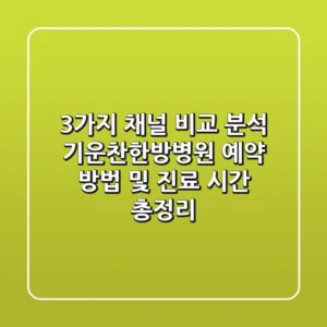 "3가지 채널 비교 분석", 기운찬한방병원 예약 방법 및 진료 시간 총정리