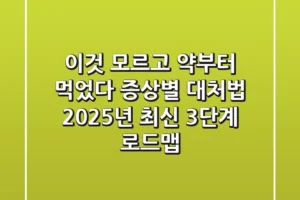 “이것 모르고 약부터 먹었다”, 증상별 대처법 2025년 최신 3단계 로드맵