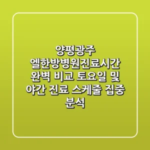 "양평/광주 엘한방병원진료시간 완벽 비교", 토요일 및 야간 진료 스케줄 집중 분석