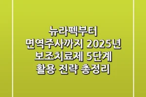 “뉴라펙부터 면역주사까지”, 2025년 보조치료제 5단계 활용 전략 총정리