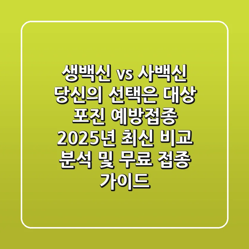 "생백신 vs 사백신, 당신의 선택은?", 대상 포진 예방접종 2025년 최신 비교 분석 및 무료 접종 가이드