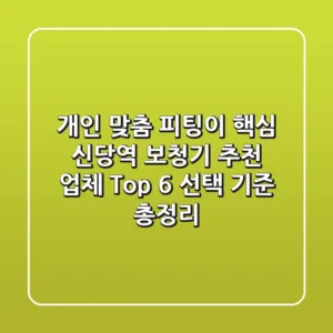 "개인 맞춤 피팅이 핵심", 신당역 보청기 추천 업체 Top 6 선택 기준 총정리