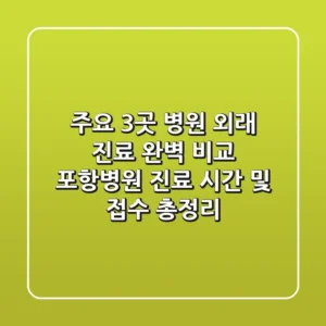 "주요 3곳 병원 외래 진료 완벽 비교", 포항병원 진료 시간 및 접수 총정리