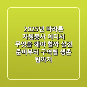 "2025년 마라톤 자원봉사, 어디서 무엇을 해야 할까?" 실전 준비부터 구역별 생존 팁까지
