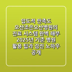 "압도적 만족도", 오산조은오산병원의 진료 시스템 완벽 해부: 2025년 기준 병원 활용 팁과 검진 노하우 공개