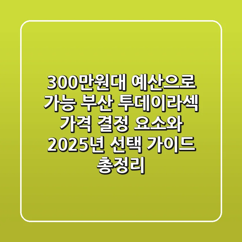 "300만원대 예산으로 가능?", 부산 투데이라섹 가격 결정 요소와 2025년 선택 가이드 총정리