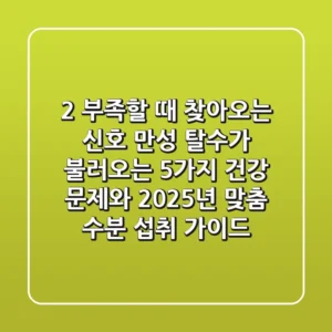 "2% 부족할 때 찾아오는 신호", 만성 탈수가 불러오는 5가지 건강 문제와 2025년 맞춤 수분 섭취 가이드