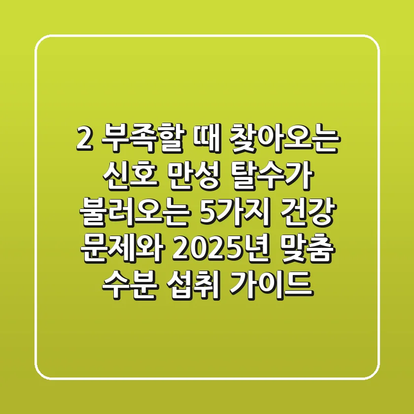 "2% 부족할 때 찾아오는 신호", 만성 탈수가 불러오는 5가지 건강 문제와 2025년 맞춤 수분 섭취 가이드